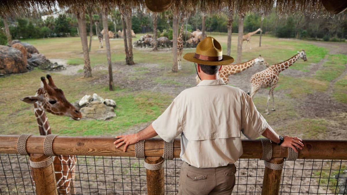 wildlife keeper caring for exotic animals