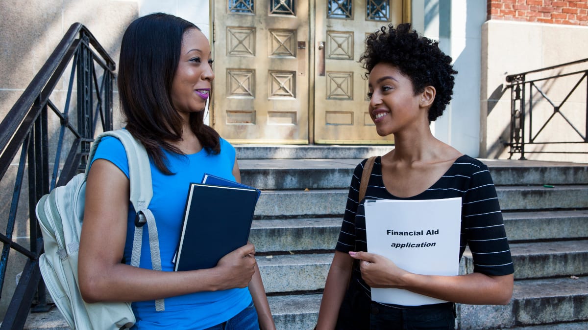 student with financial aid application