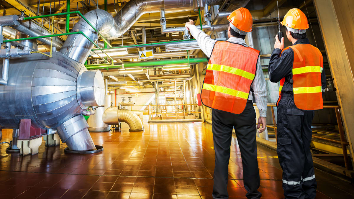 two electrical engineers inspecting an electrical system