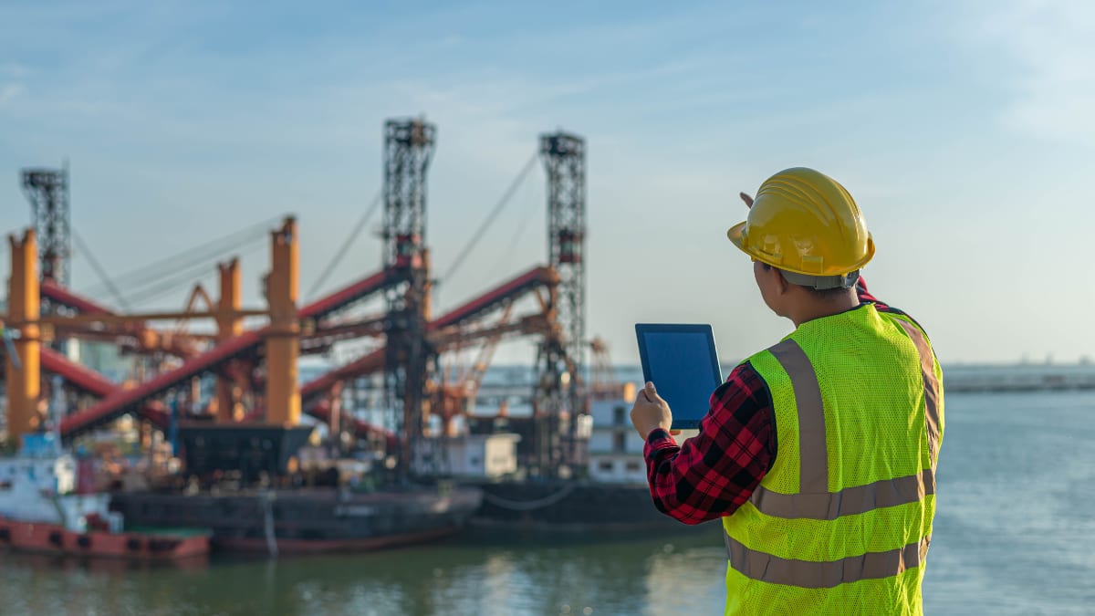 marine engineer inspecting a ship