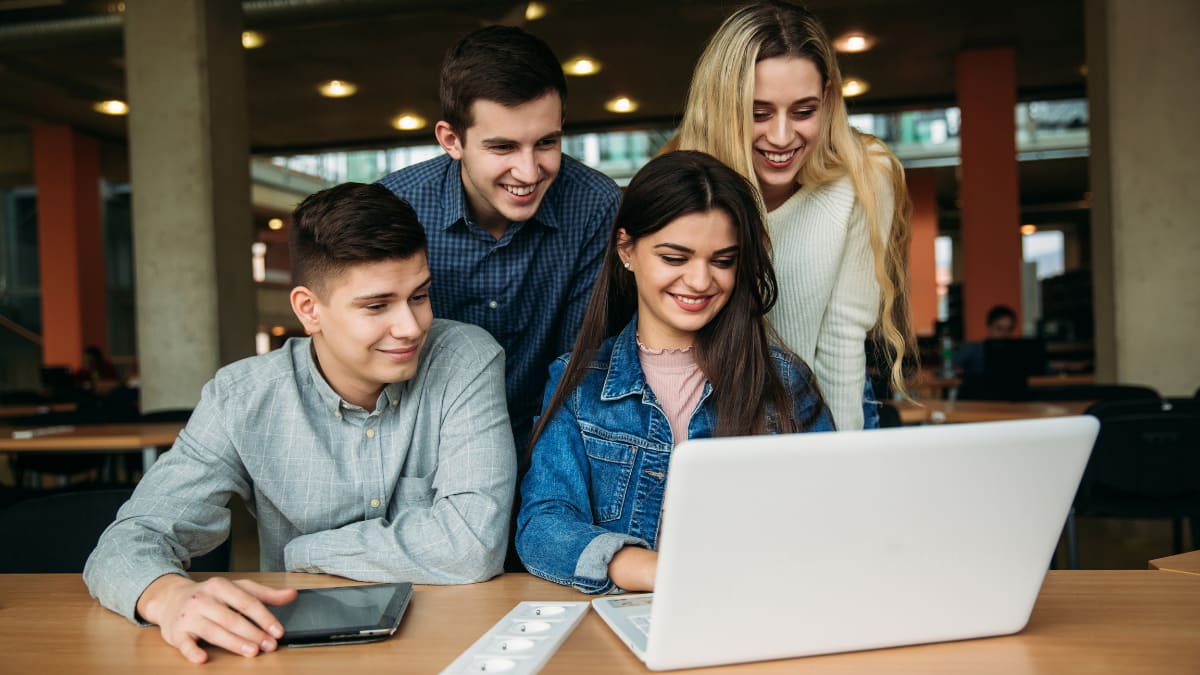happy students with financial aid