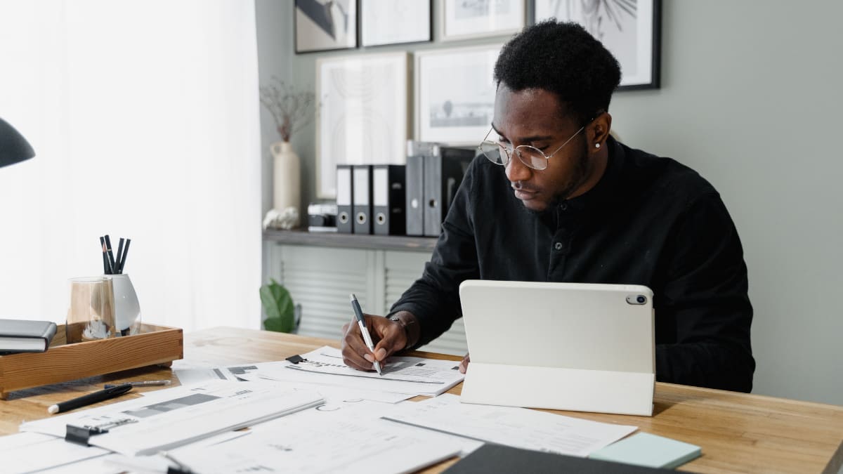 accountant working on a company's financial projections