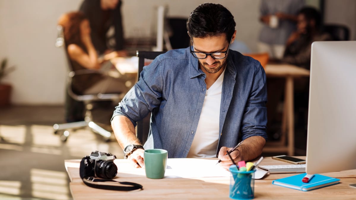 entrepreneur looking over a business plan