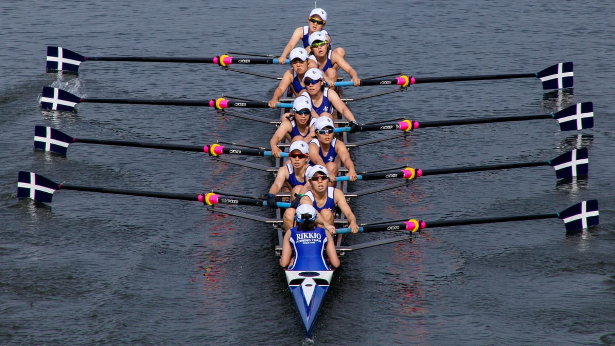 rowing team in a boat on the river rowing