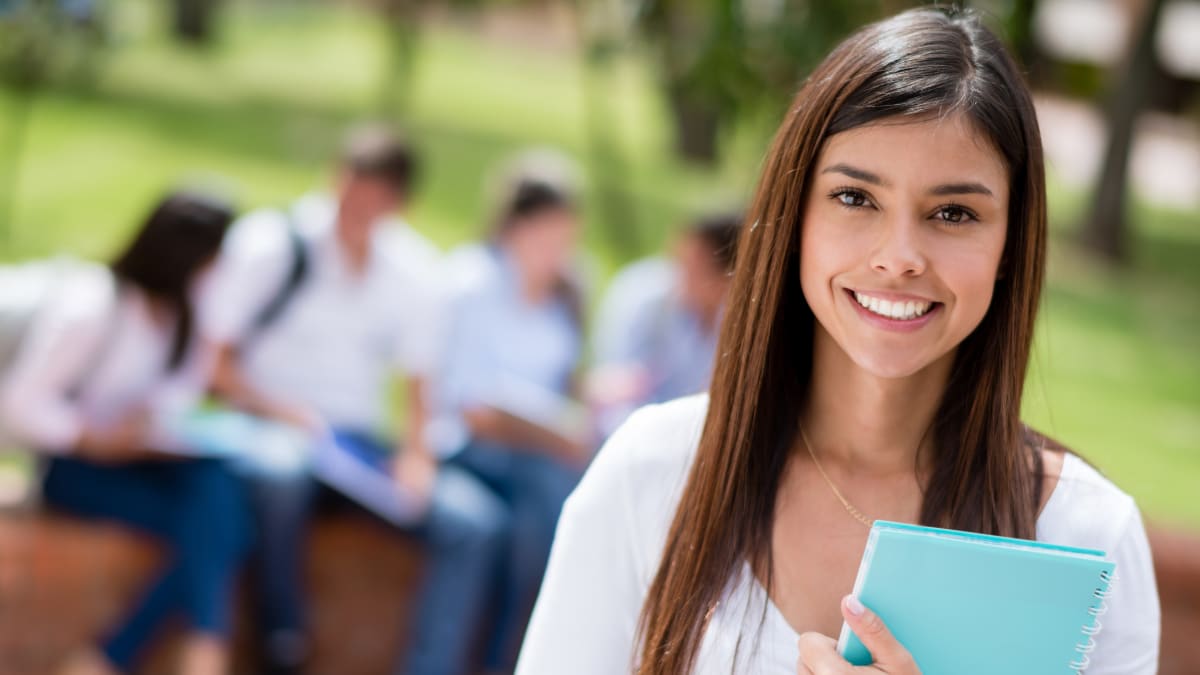 college student standing on campus