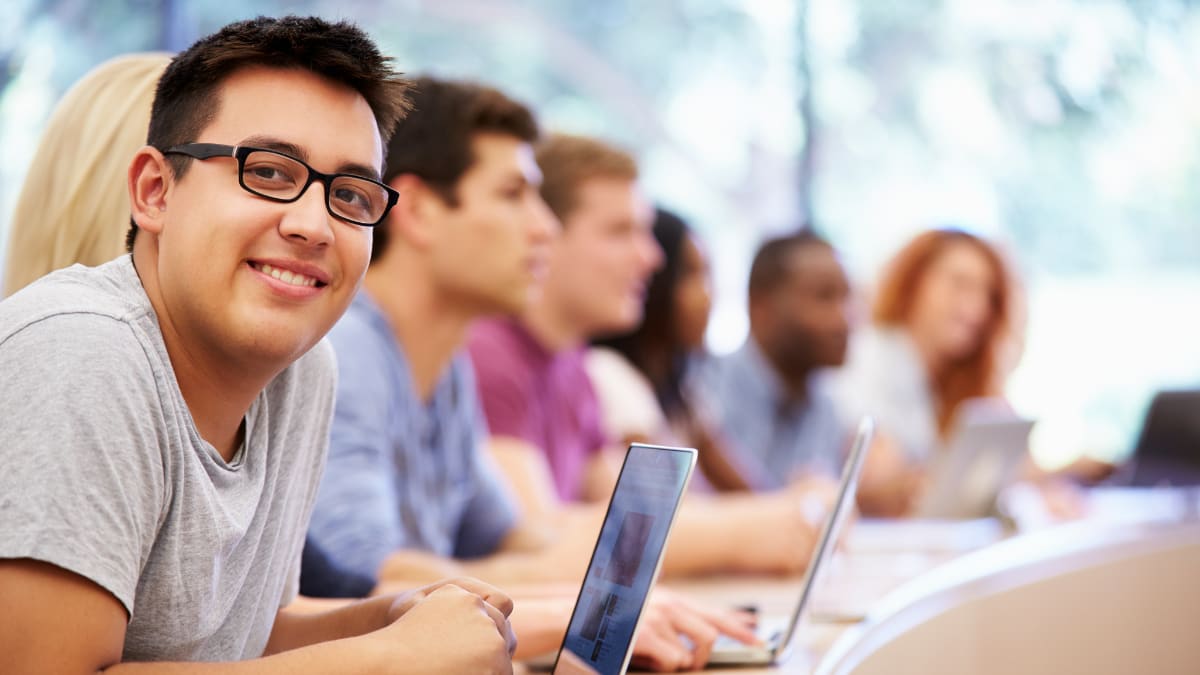 college student sitting in a college lecture