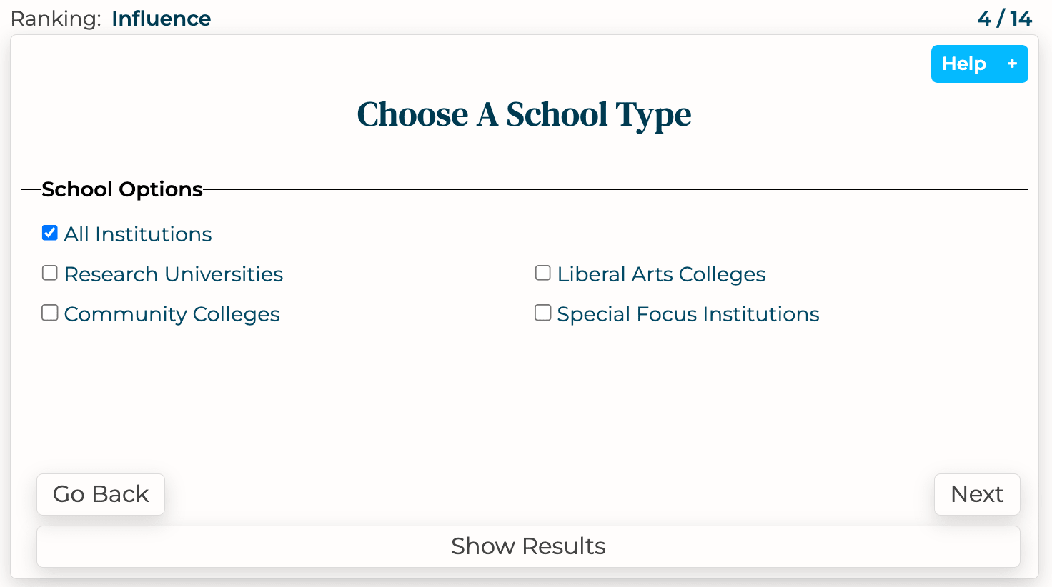 a screenshot of find your best school tool