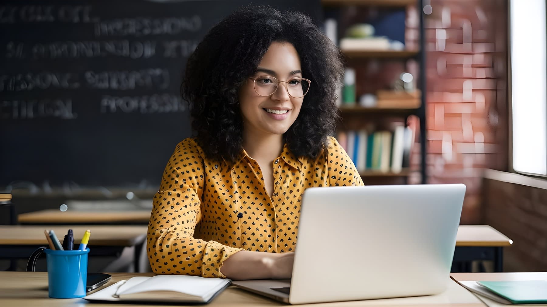 Woman using her laptop