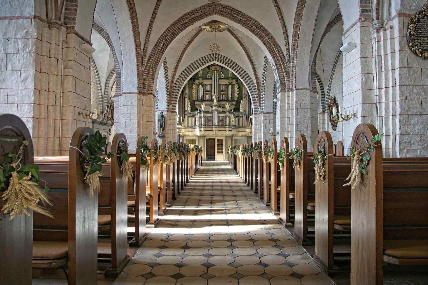 Empty church pews at a church