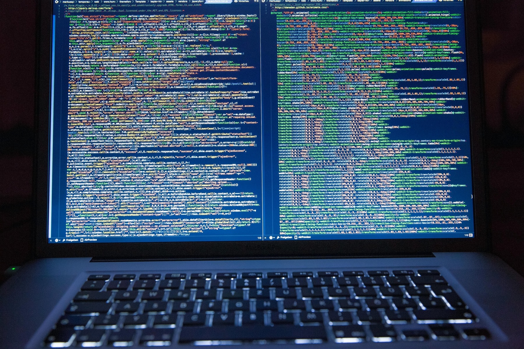 Laptop screen showing program codes