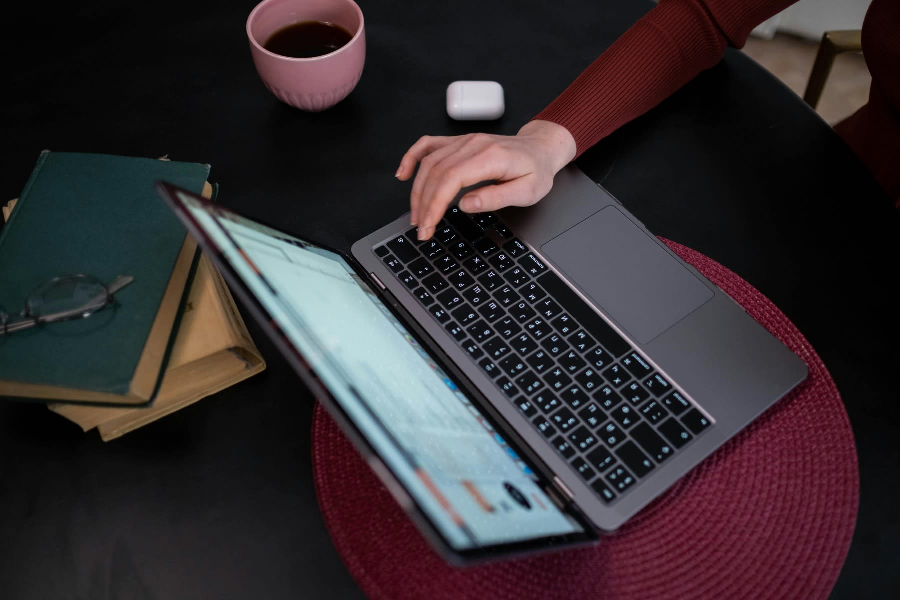 A student using her laptop