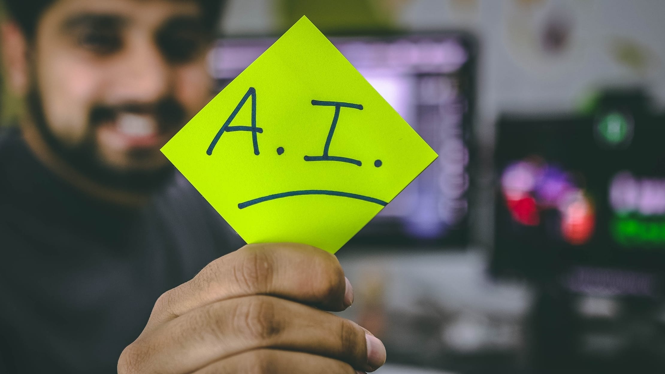 Sticky note with A.I. written on it