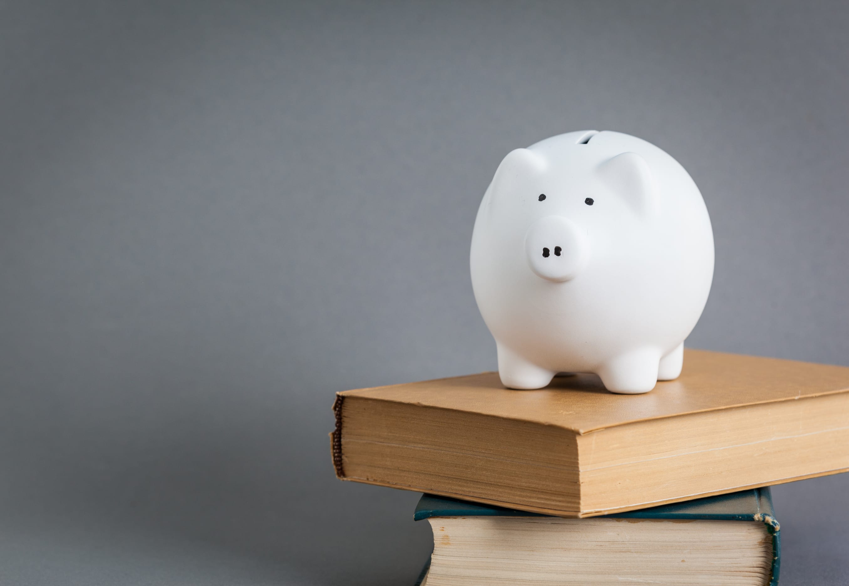 Piggy bank on a stack of books