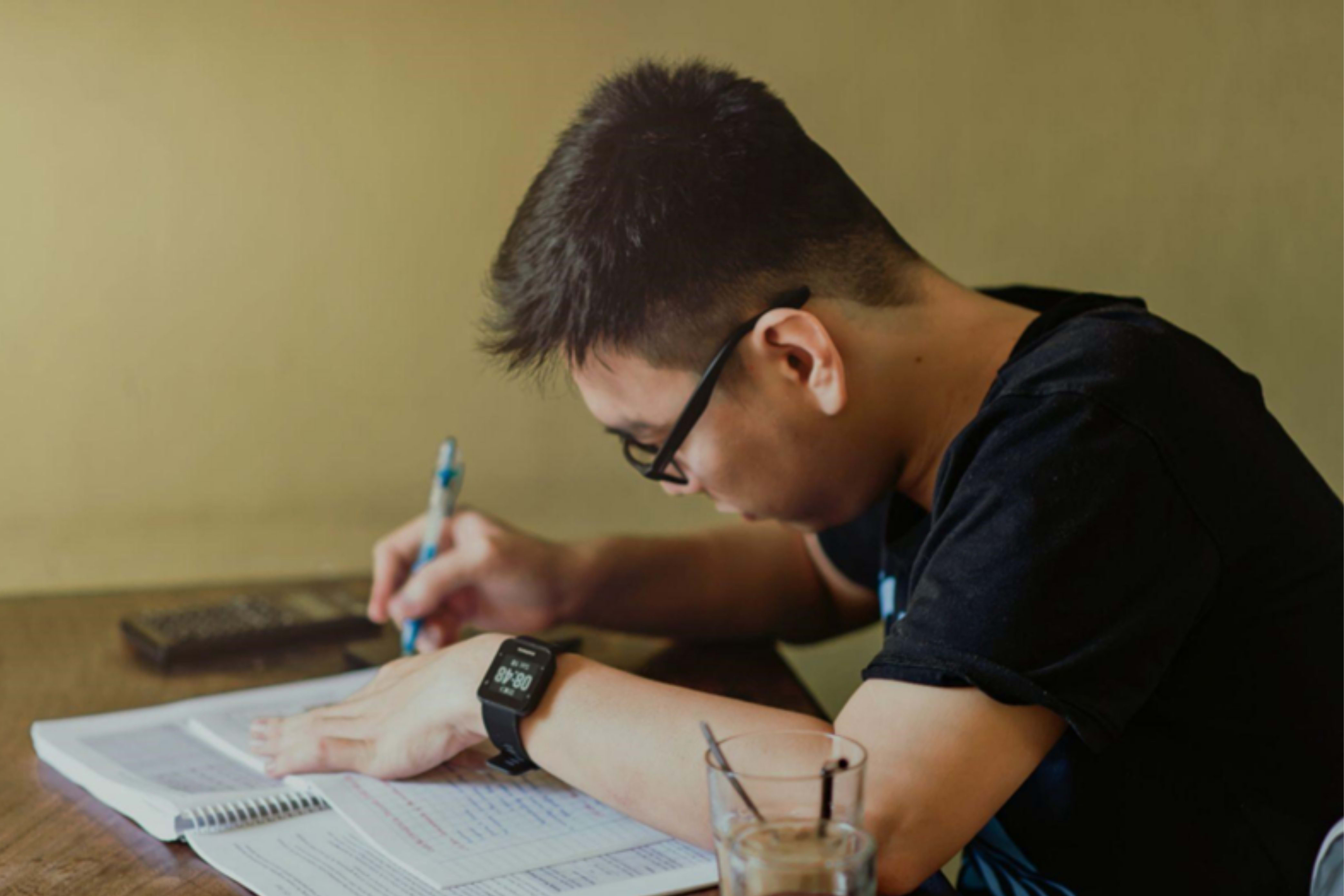 college student working on coursework