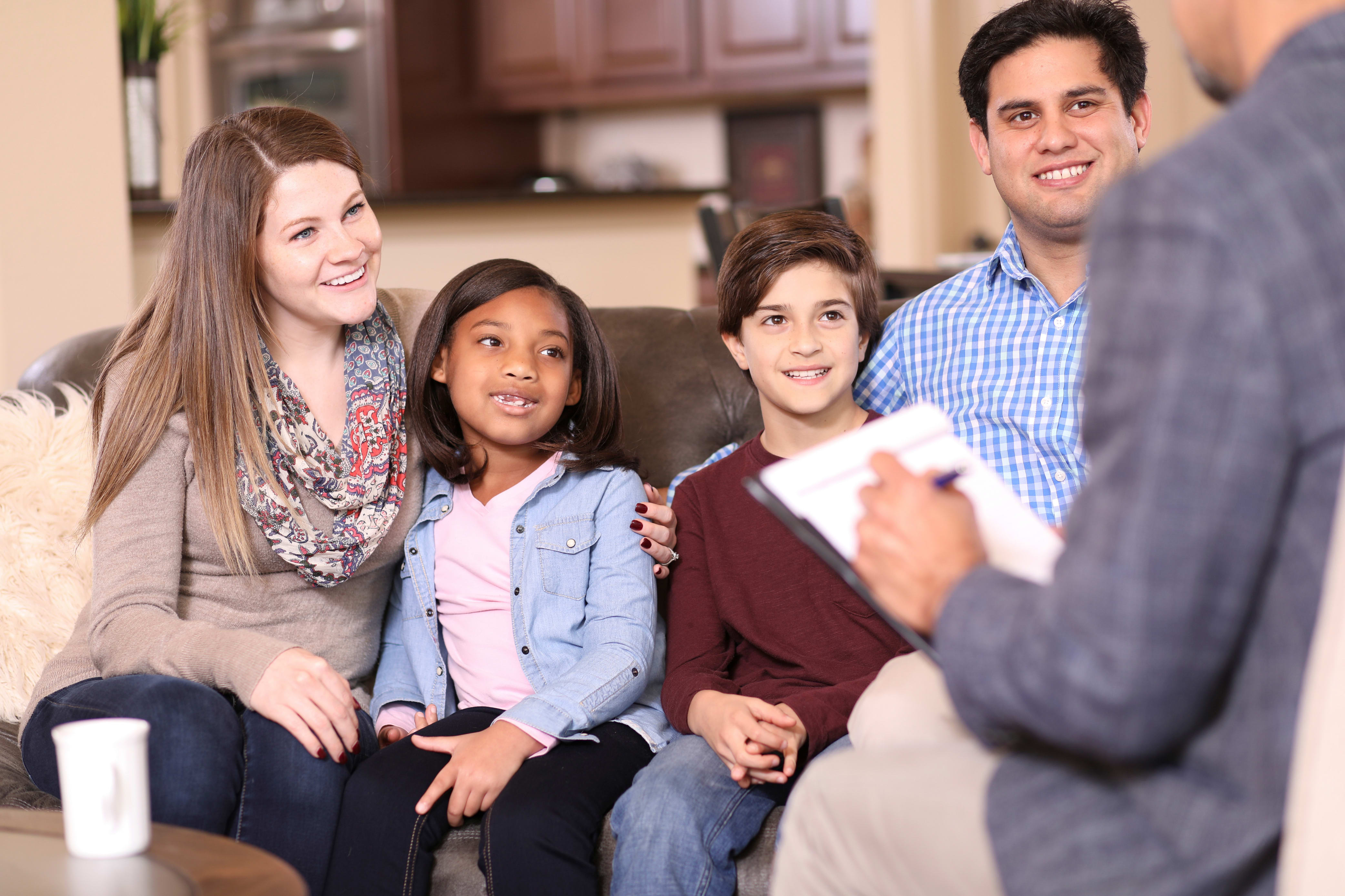 family therapist meeting with a family