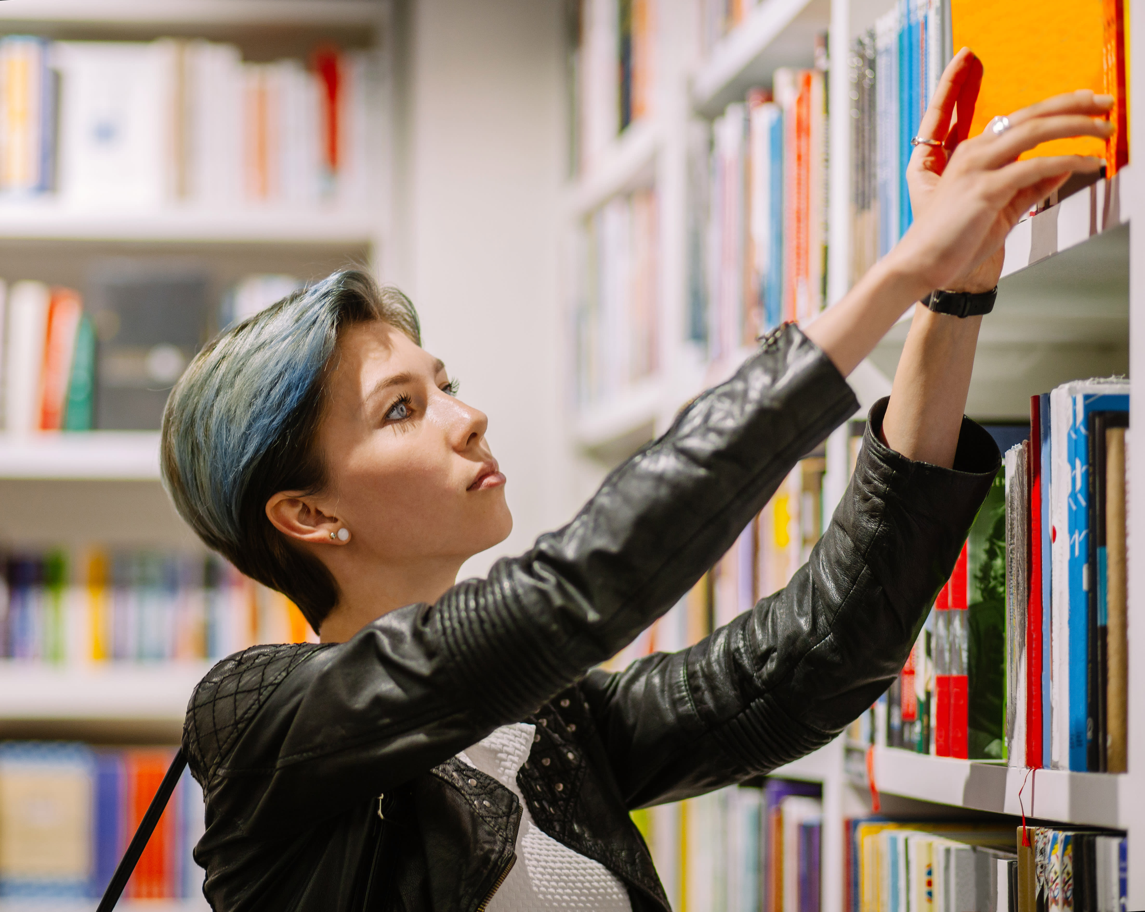 Young woman at a library