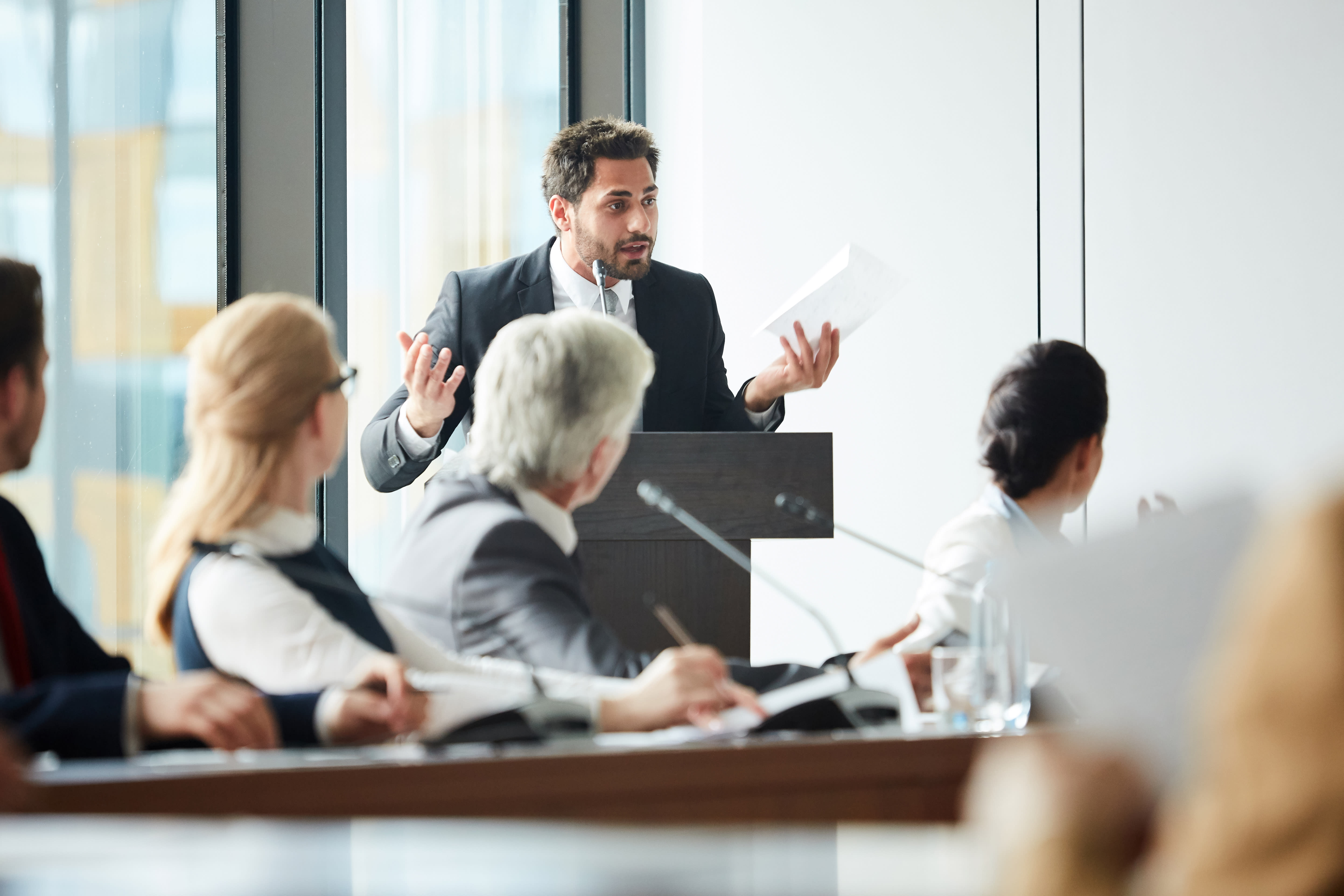 Man leading a debate