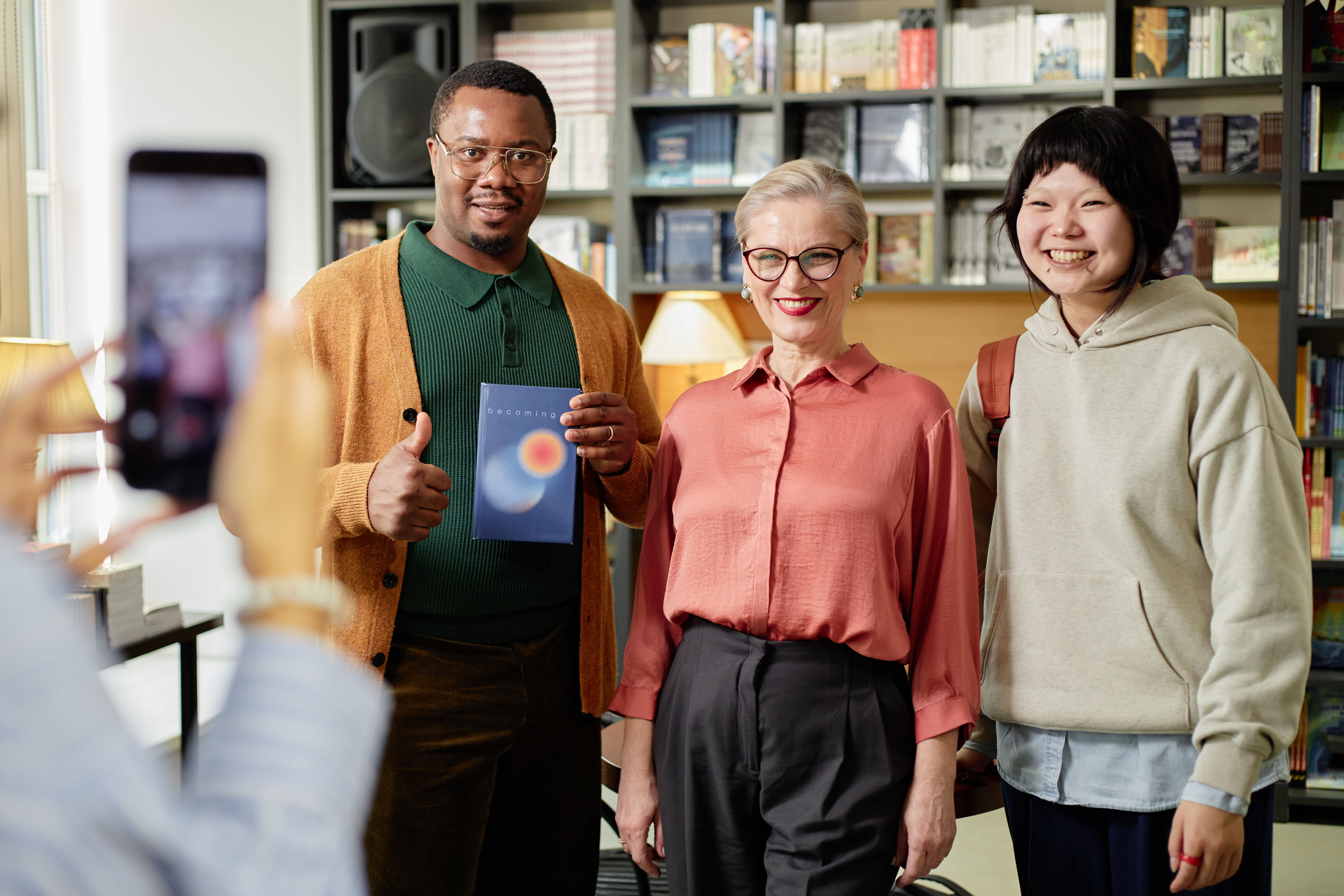 author shows front matter of book