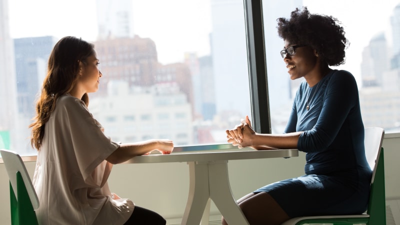 student speaking to admissions counselor