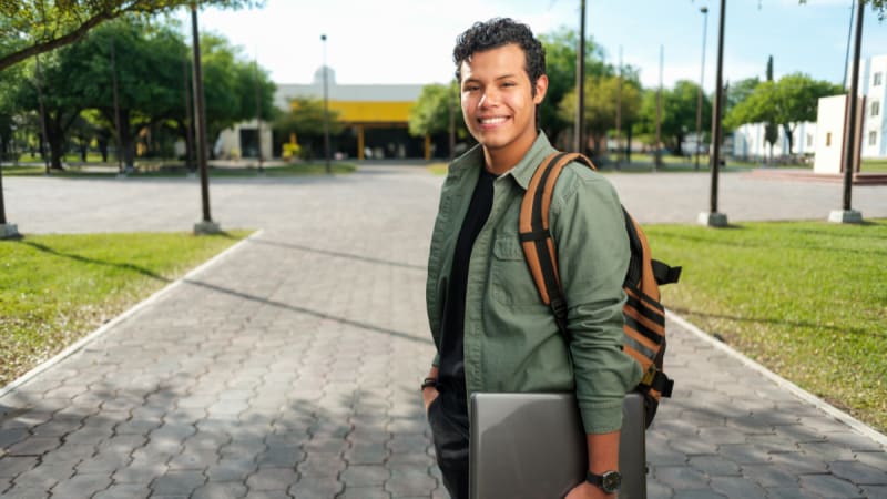 Male student with backpack