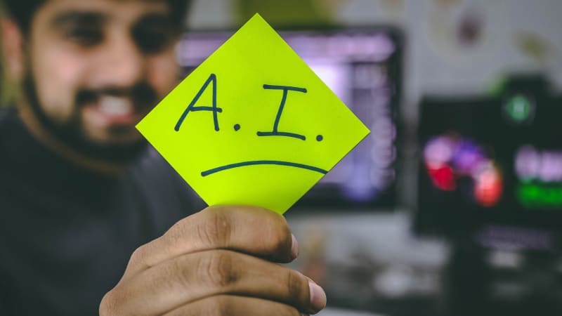 A.I. written on a post-it note