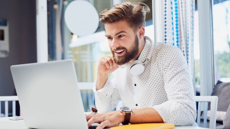 Man working on a laptop