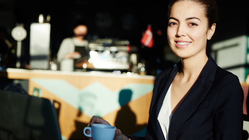 Woman with a cup of coffee